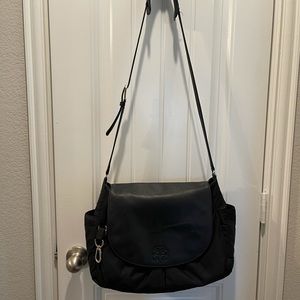 Tory Burch leather/nylon messenger diaper bag
